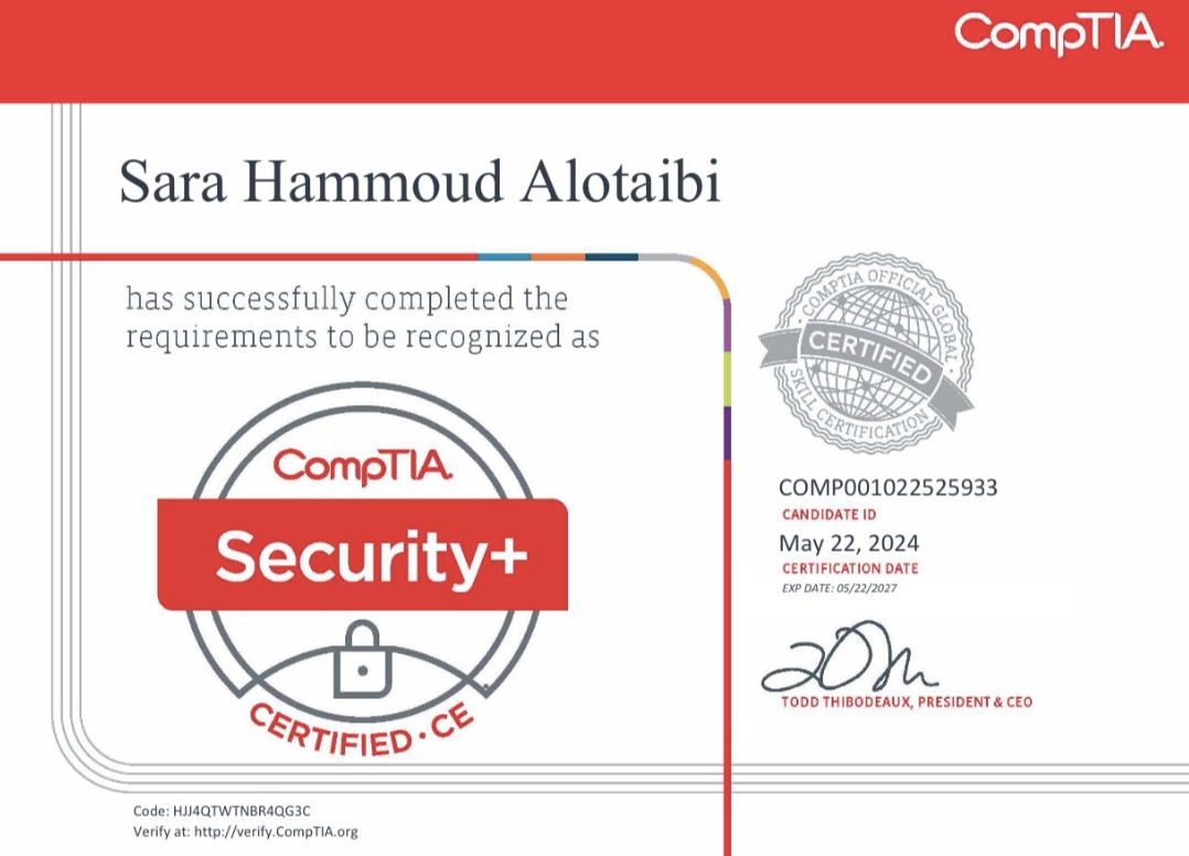 CompTIA Security+ certificate